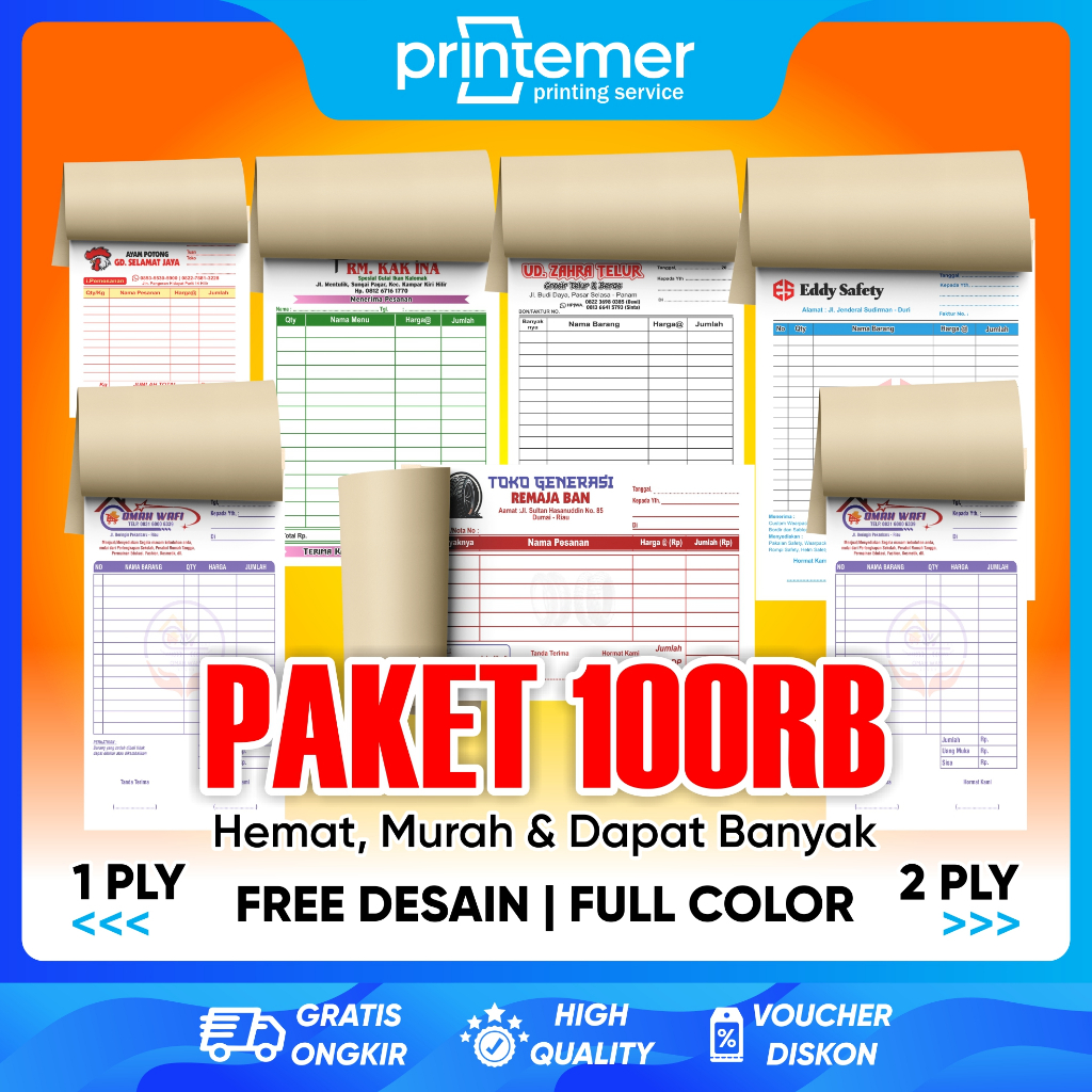 

Nota Custom Paket 100RB All Size 1 Ply dan 2 Ply