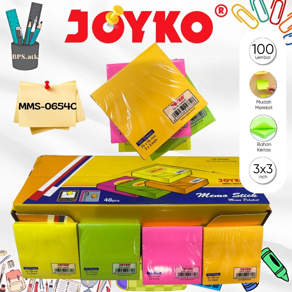 

(4pcs) JOYKO Memo Stick / Sticky Note / Kertas Memo / Memo Tempel MMS-0654C