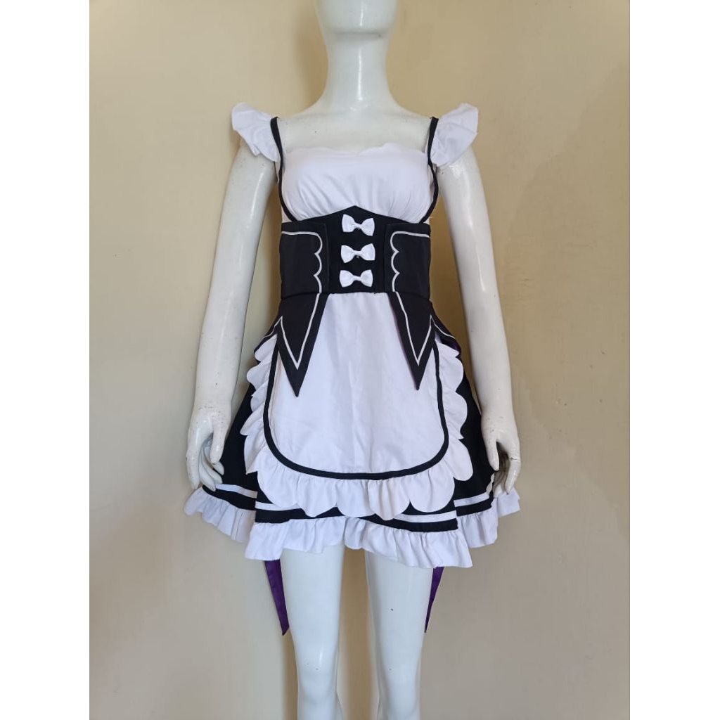 black white Lolita maid kawaii dress