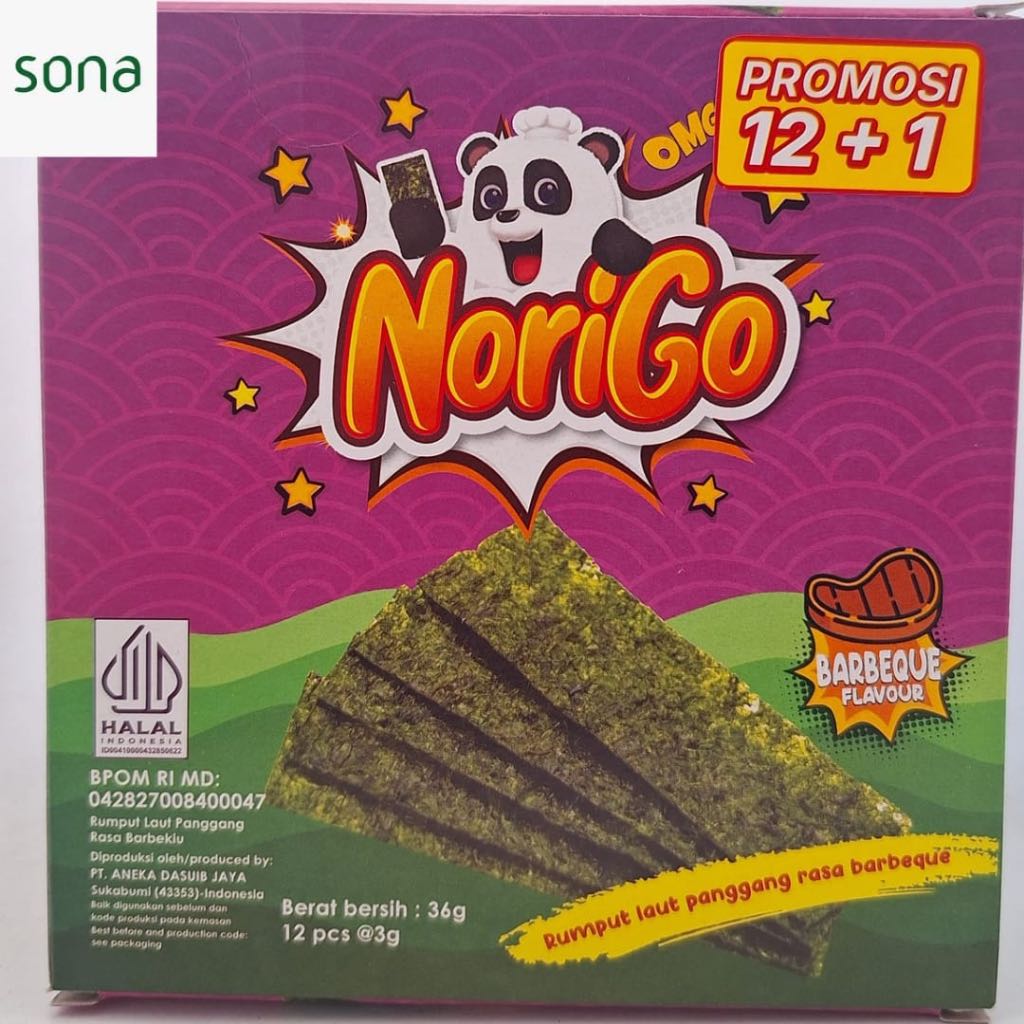 

Rumput Laut Panggang Rasa Barbeque 36gr - NoriGo