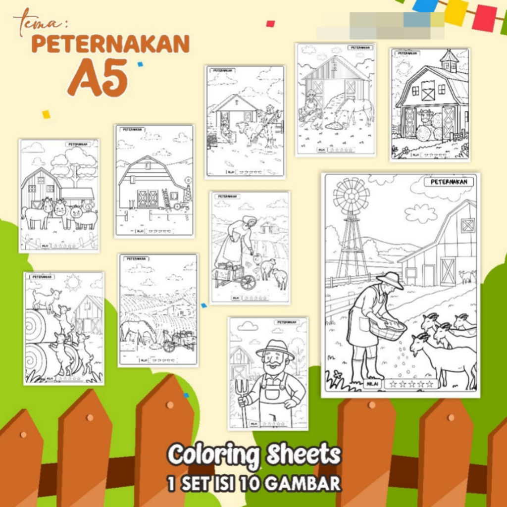 

KERTAS GAMBAR MEWARNAI TEMA [PETERNAKAN] A5 ISI 10 LEMBAR - COLORING SHEET FOR KIDS READY STOCK