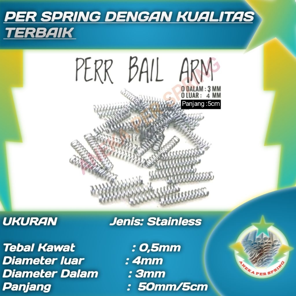 per Spring bail arm ryobi reel pancing Stainless 0,5mm Diameter Luar 4mm Panjang 5cm anti karat dan 
