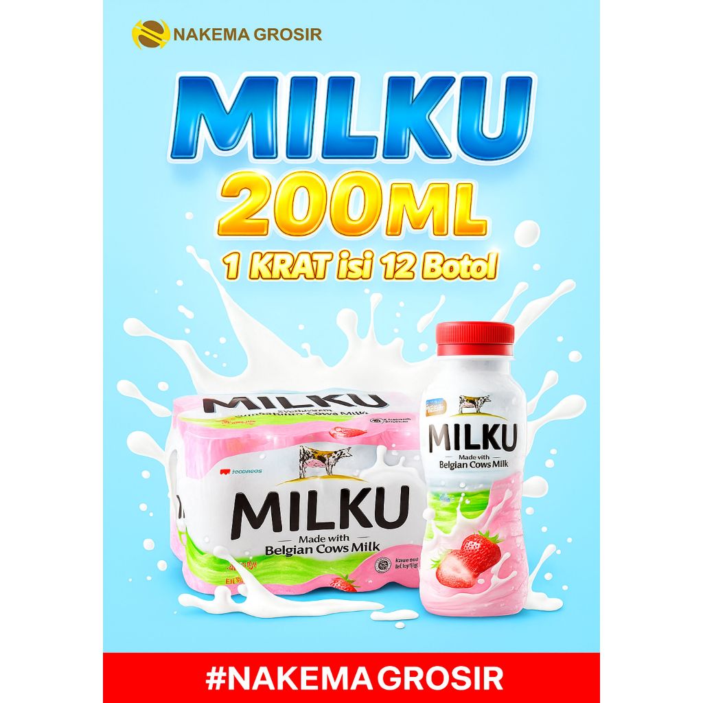 

Susu Milku 200ml 1 Dus isi 12 Botol - Minuman Susu Segar Murah