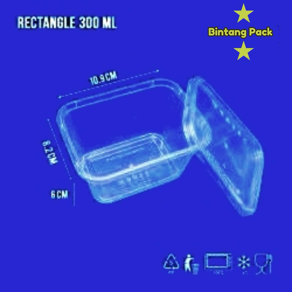 (1 PACK ISI 25 Pcs) Thinwall Rectangle 300 ML / Kotak Makan Plastik / Food Container / Box Makan Pla