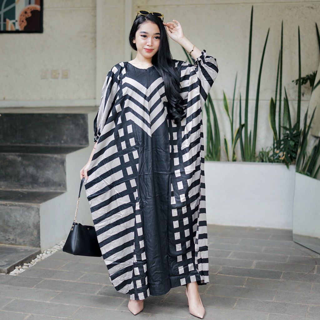 Kaftan Gamis Katun Rayon Motif Cantik Jumbo
