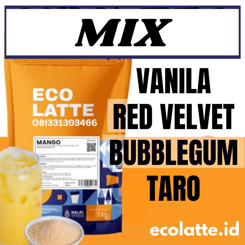

ECOLATTE 1KG Bubuk Minuman cappucino powder drink taro red velvet vanila enak murah surabaya
