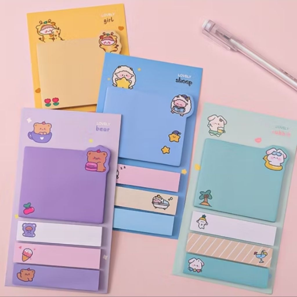 

Sticky Notes Lovely Mix Set Colorful Berwarna Memo pad 4 Baris