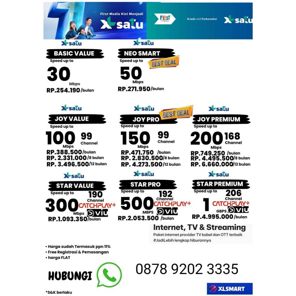 Layanan Pemasangan Internet WIFI XL Satu / First Media Area Tangerang dan Jakarta