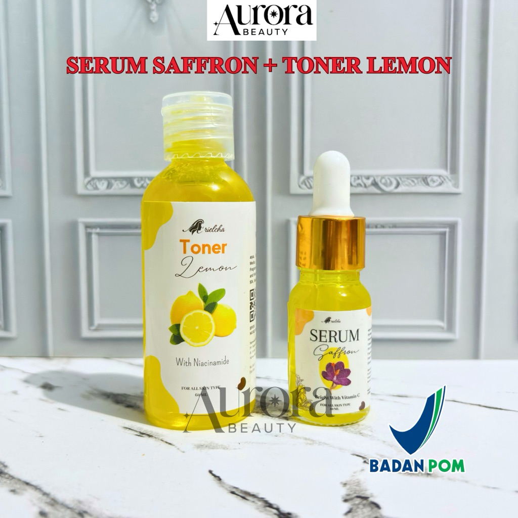 Toner Pelicin Lemon + Serum Glowing Saffron Mencerahkan Wajah