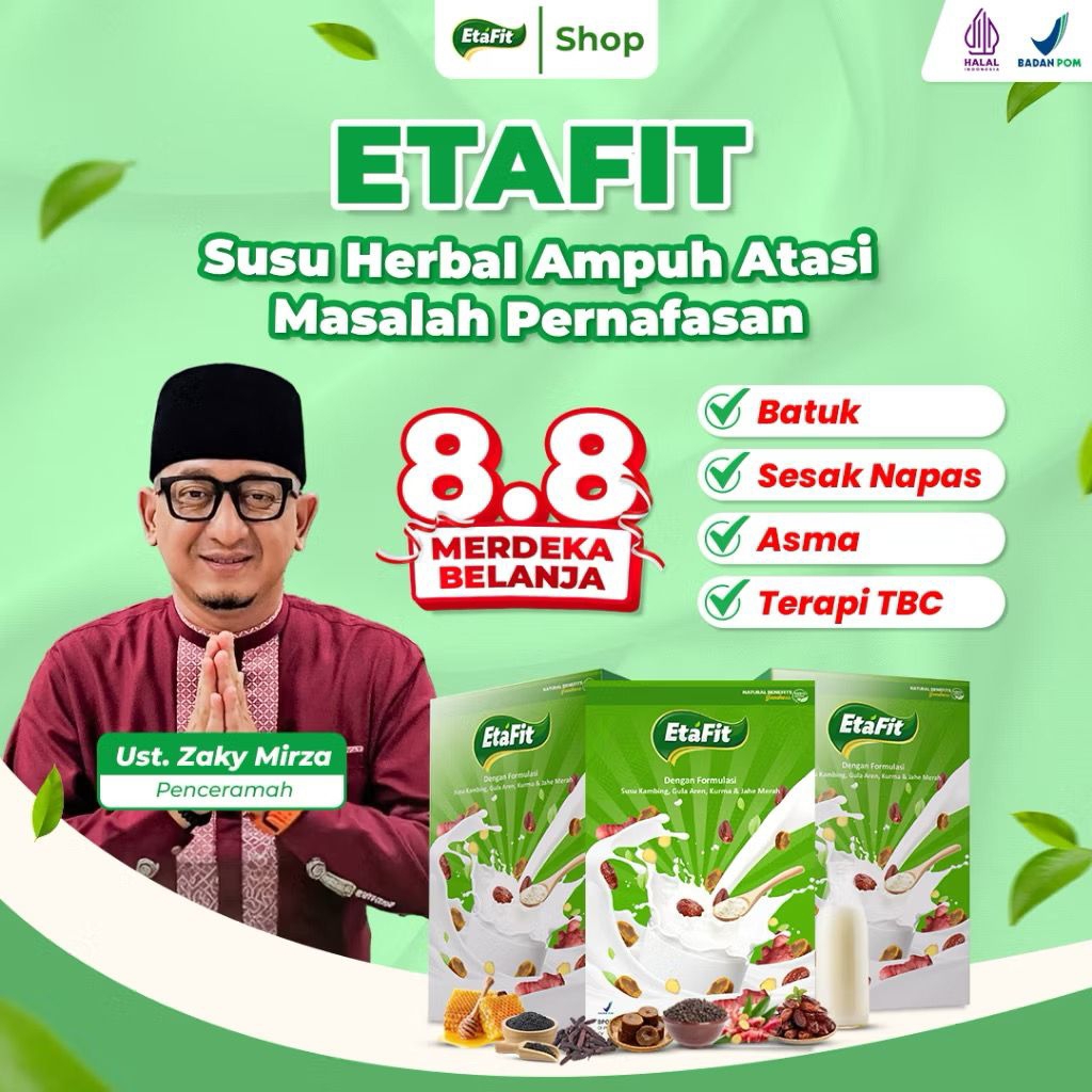 

ETAFIT Obat & Susu Paru Paru Sesak Nafas - Etafit Susu Kambing Etawa Original Paket Hemat 1 Box