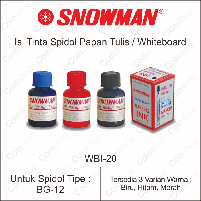 

Snowman WBI 20 Isi Tinta Refill Spidol Papan Tulis Whiteboard Biru Hitam Merah Per Pcs