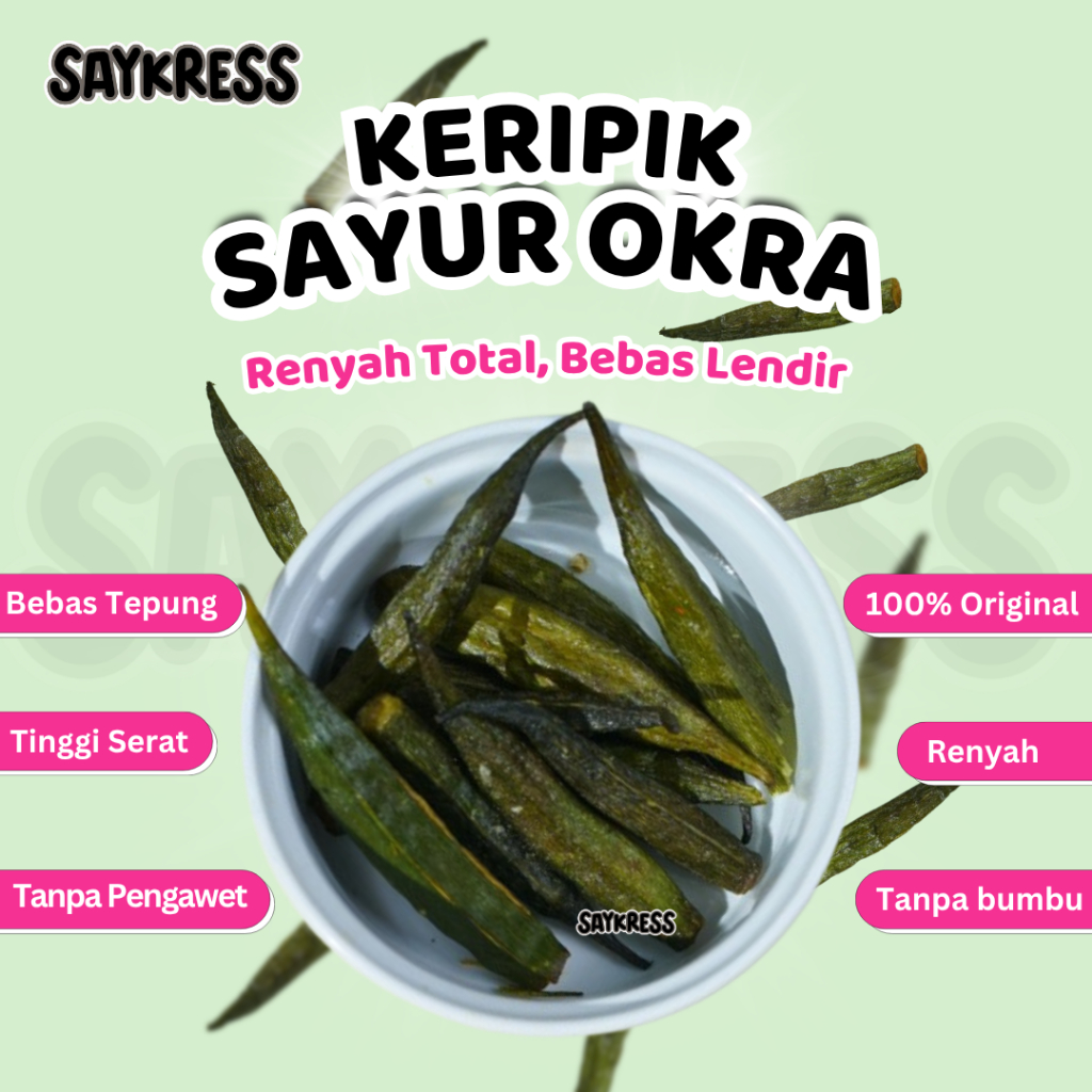 

Saykress Keripik Sayur Okra Toples 750ml | Snack Sayur Sehat Renyah | Camilan Tanpa Tepung da MSG