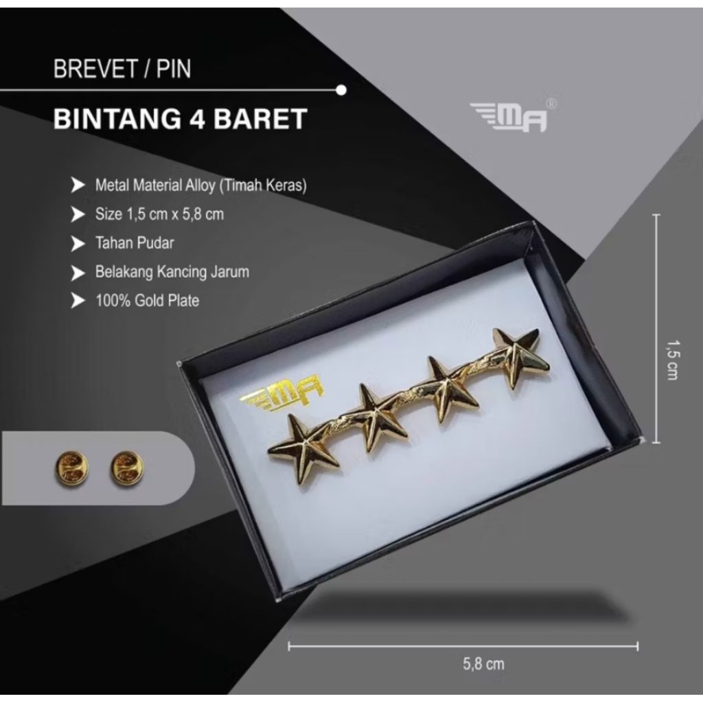 Pin Bintang Baret Dan Topi Mut