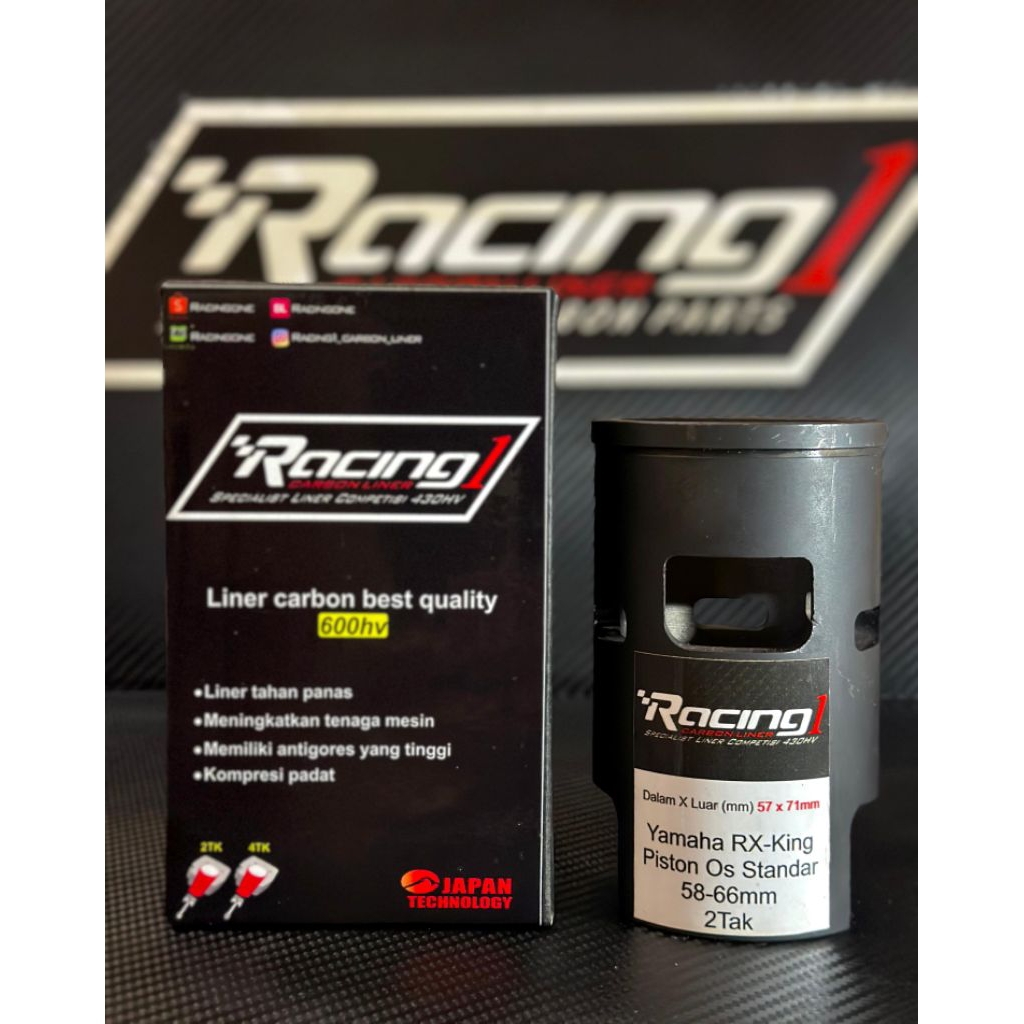 LINER CARBON RACING ONE RXKING PISTON STANDAR 58-66 FULLCARBON COMPETISI 600HV 2TK