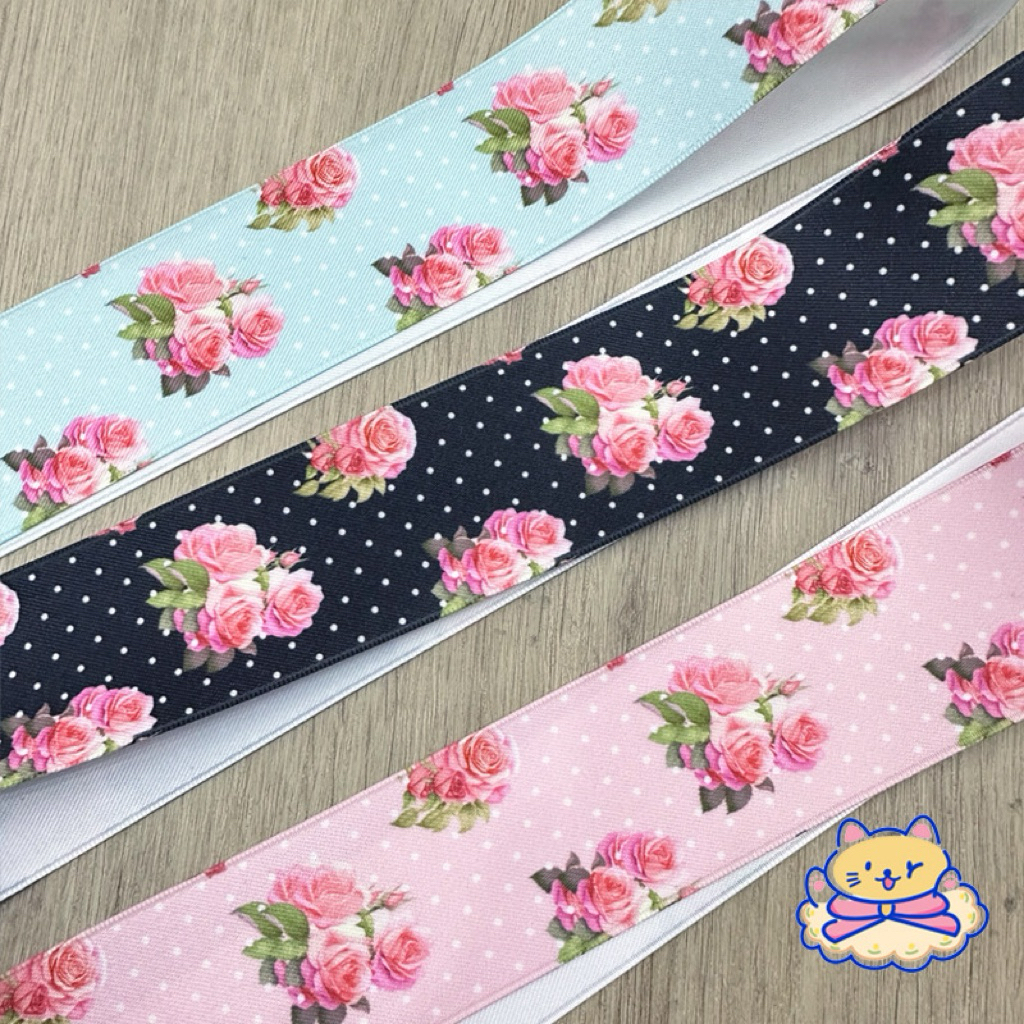 

BeadsBaby88 Pita Satin Tebal Rose dot Vintage Mawar cantik 3,8cm/38mm Premium Quality (per 1yard ) bahan best quality super lembut cocok untuk dibuat jepit rambut anak, straphandphone ganci buket bunga atau bahan untuk buat bunga