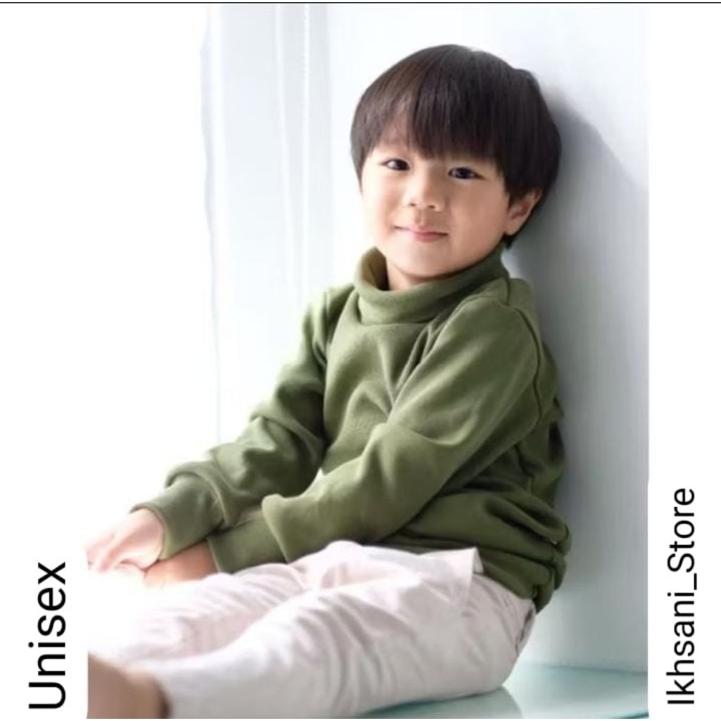 Sweater Rajut Turtleneck Anak - anak Umur 4 sampai 12 tahun / Kaos Rib Kerah Tinggi Anak Laki - laki