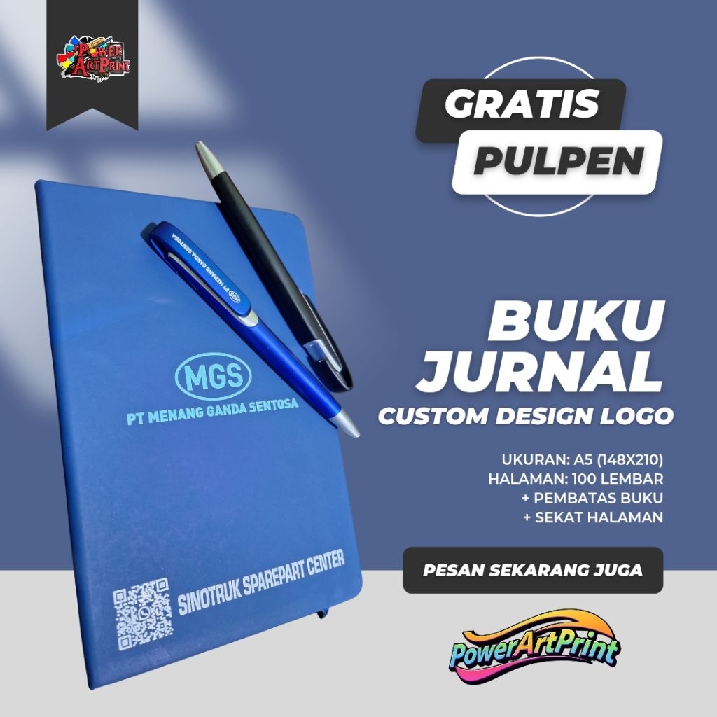 

notebook agenda A5 custom design logo depan belakang+pulpen custom logo