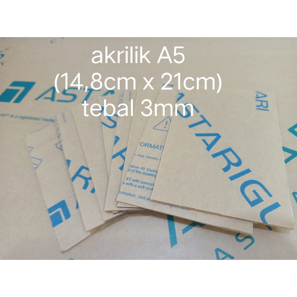 

akrilik lembaran bening A5 tebal 3mm ( 14,8cm x 21cm )
