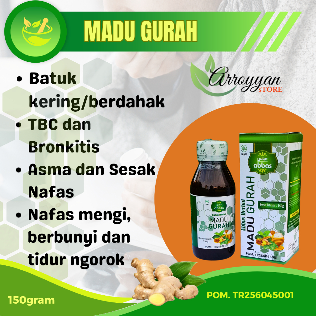 

Madu gurah ABBAS peluruh dahak herbal alami atasi asma bronkitis flu batuk radang tenggorokan Kemasan Botol 150gram