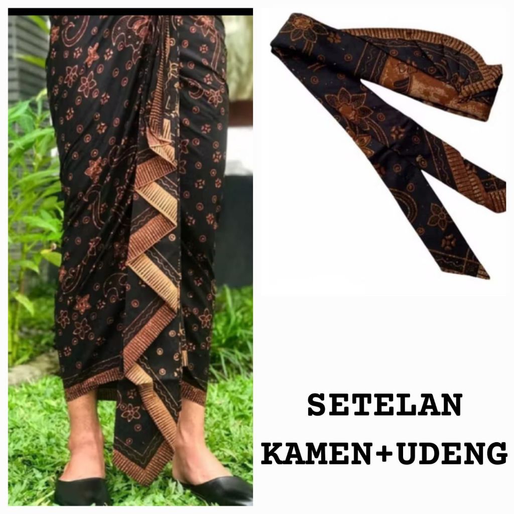 Set Kamen batik setengah jadi+udeng setengah jadi, pakaian tradisional pria bali