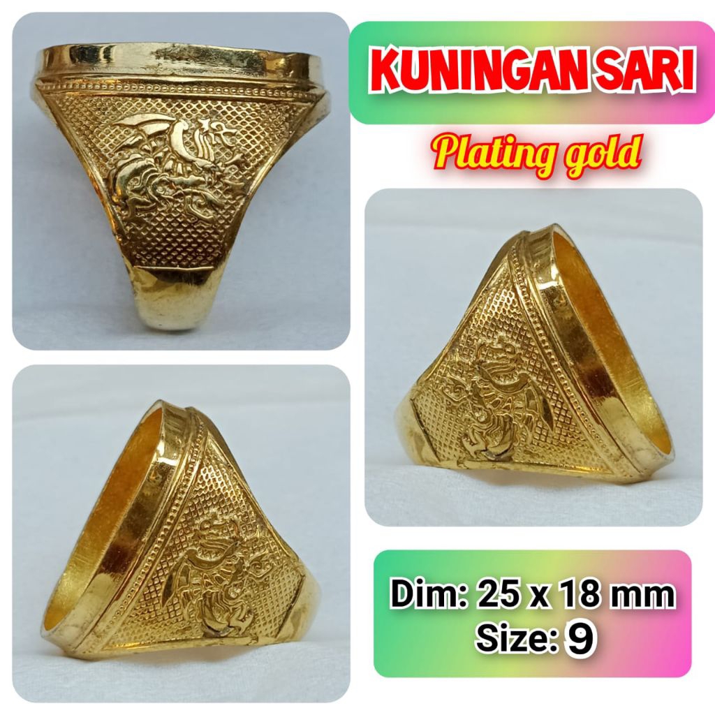 ring emban batu akik dan permata kuningan.09