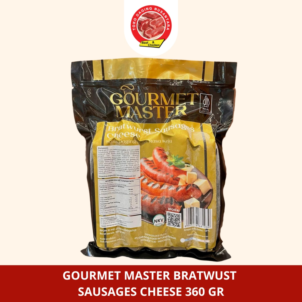 

GM BRATWURST SAUSAGES CHEESE 360 GRAM