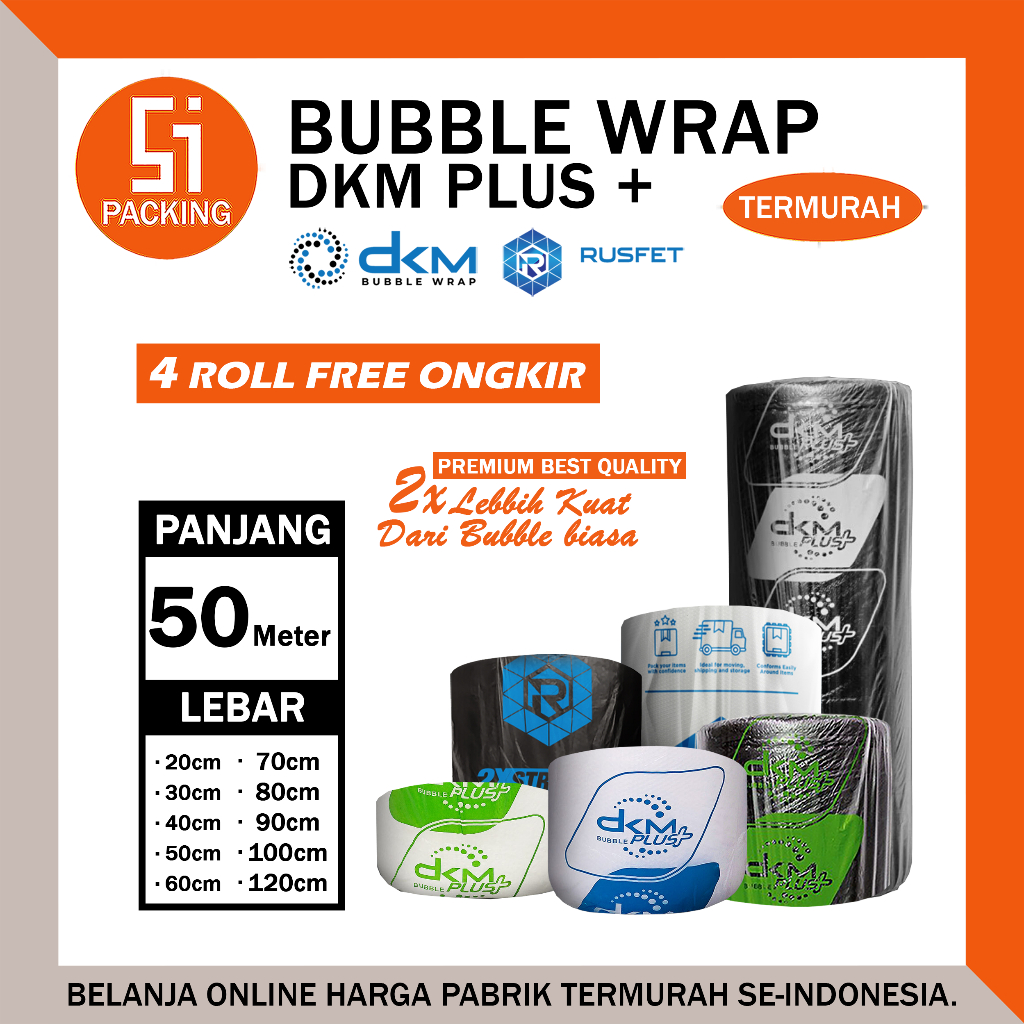 

Plastik Bubble Wrap 50meter Bubblewrap Dkm Plus Bubble Packing Premium Ekonomis Roll