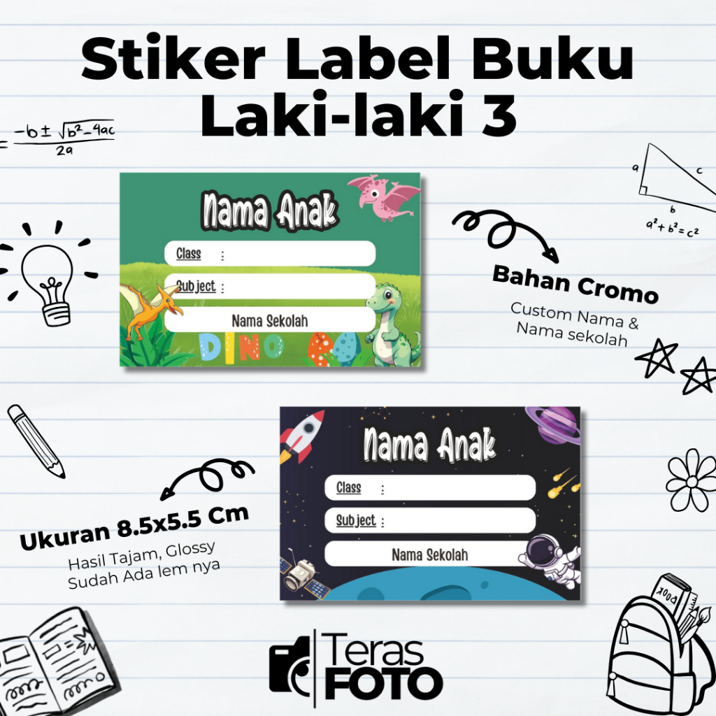 

(25pcs) Stiker Mata Pelajaran Stiker Mapel Custom Nama Motif Cowok Part 3 Label Buku Pelajaran