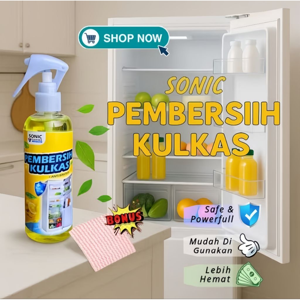 SONIC Pembersih Kulkas Netto 250ml  / Cairan Pembersih Serbaguna, Kulkas, magicom, Kompor, Peralatan