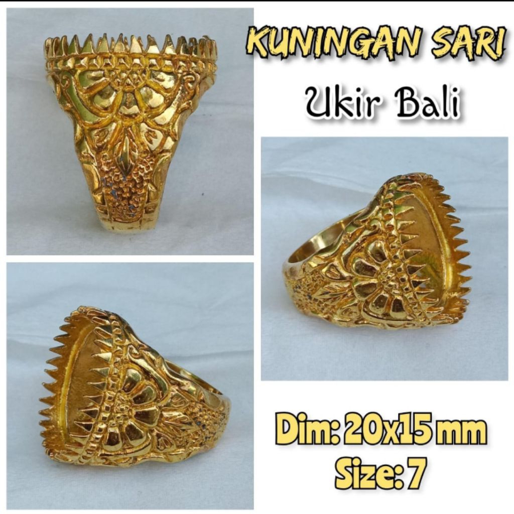 ring emban batu akik dan permata kuningan.35