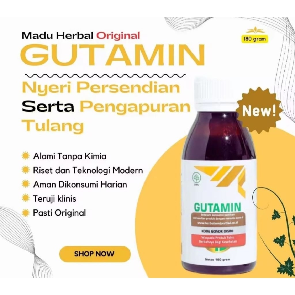 Madu Gutamin Original Herbal Persendian Obat Asam Urat Kebas Kesemutan Nyeri Sendi Tulang