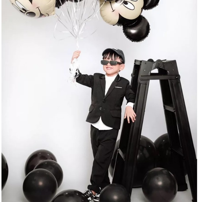 Setelan Jas Anak Laki-Laki List Putih ( jas + celana )