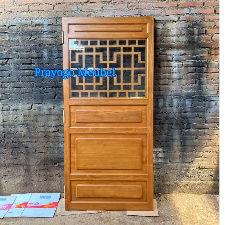 pintu rumah kayu jati solid minimalis motif Pecinan pintu kusen mewah