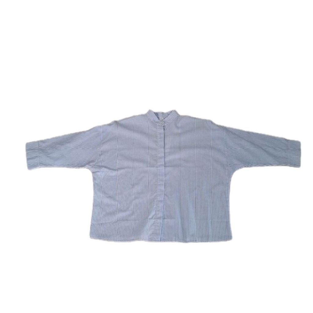 atasan wanita salur stripe biru
