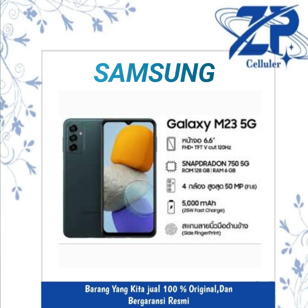 Samsung m23 5G ram 6gb/Rom 128gb garansi resmi samsung free charger ,temper,Silikon