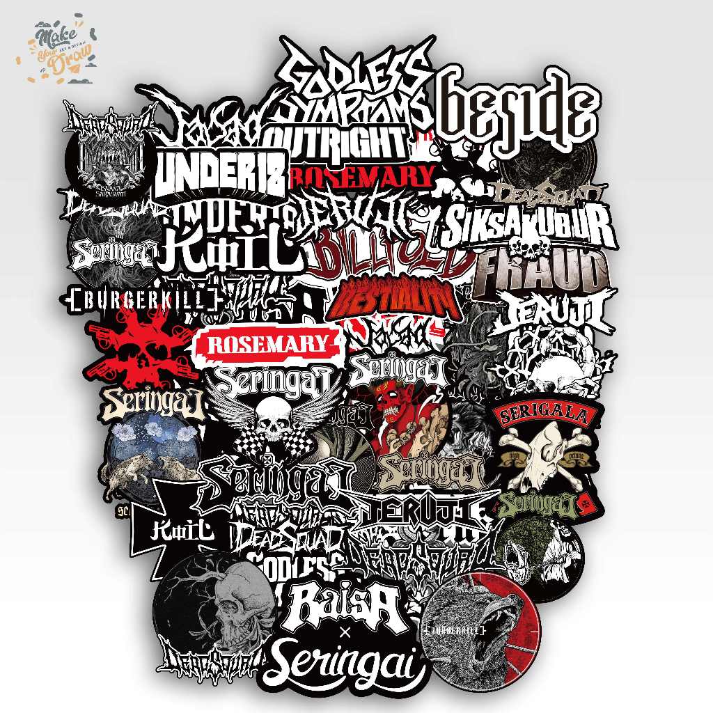 

STICKER PACK BAND LOKAL INDIE - STIKER VYNIL ANTI AIR BAND, CASE HP, TUMBLER - STIKER SERINGAI VOL7