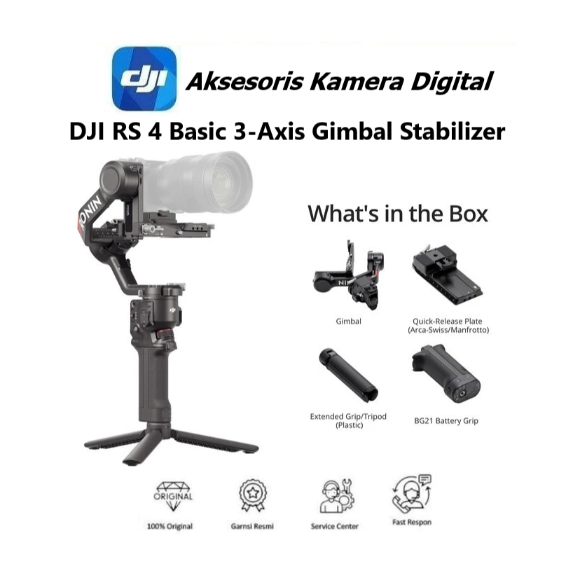 DJI RS 4 Basic 3-Axis Gimbal Stabilizer / DJI Ronin S 4 / DJI RS4 / DJI Ronin S4 Resmi Gimbal Stabil