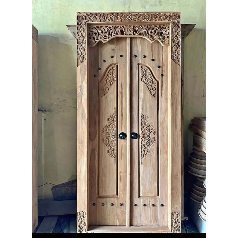 Pintu Gebyok Minimalis/Pintu Rumah Modern Ful Kayu Jati Ukir Jepara / Pintu Gebyok Ukir Jati Jepara