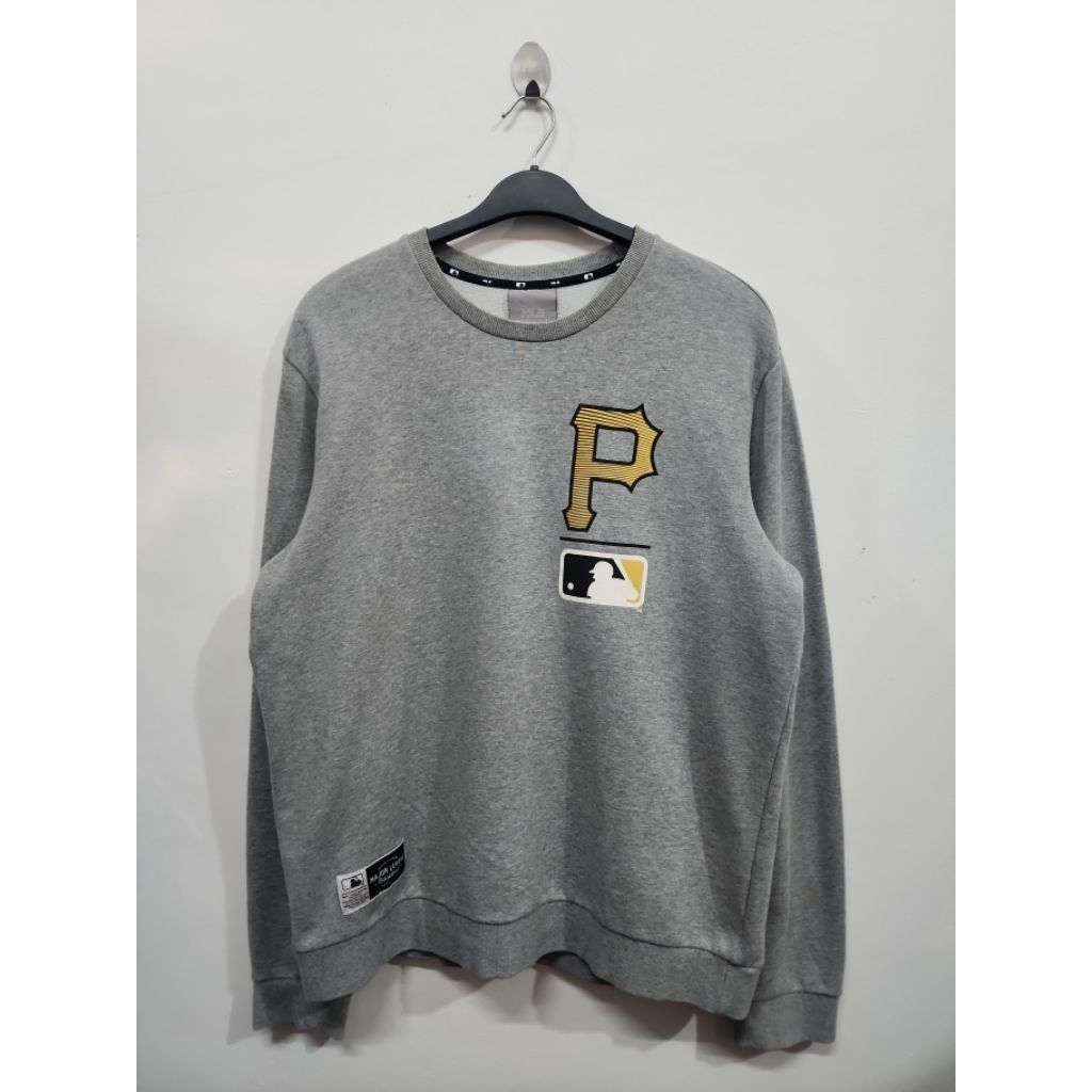 Sweater Crewneck MLB Pittsburgh Pirates Streetwear Skena Warna Abu Grey