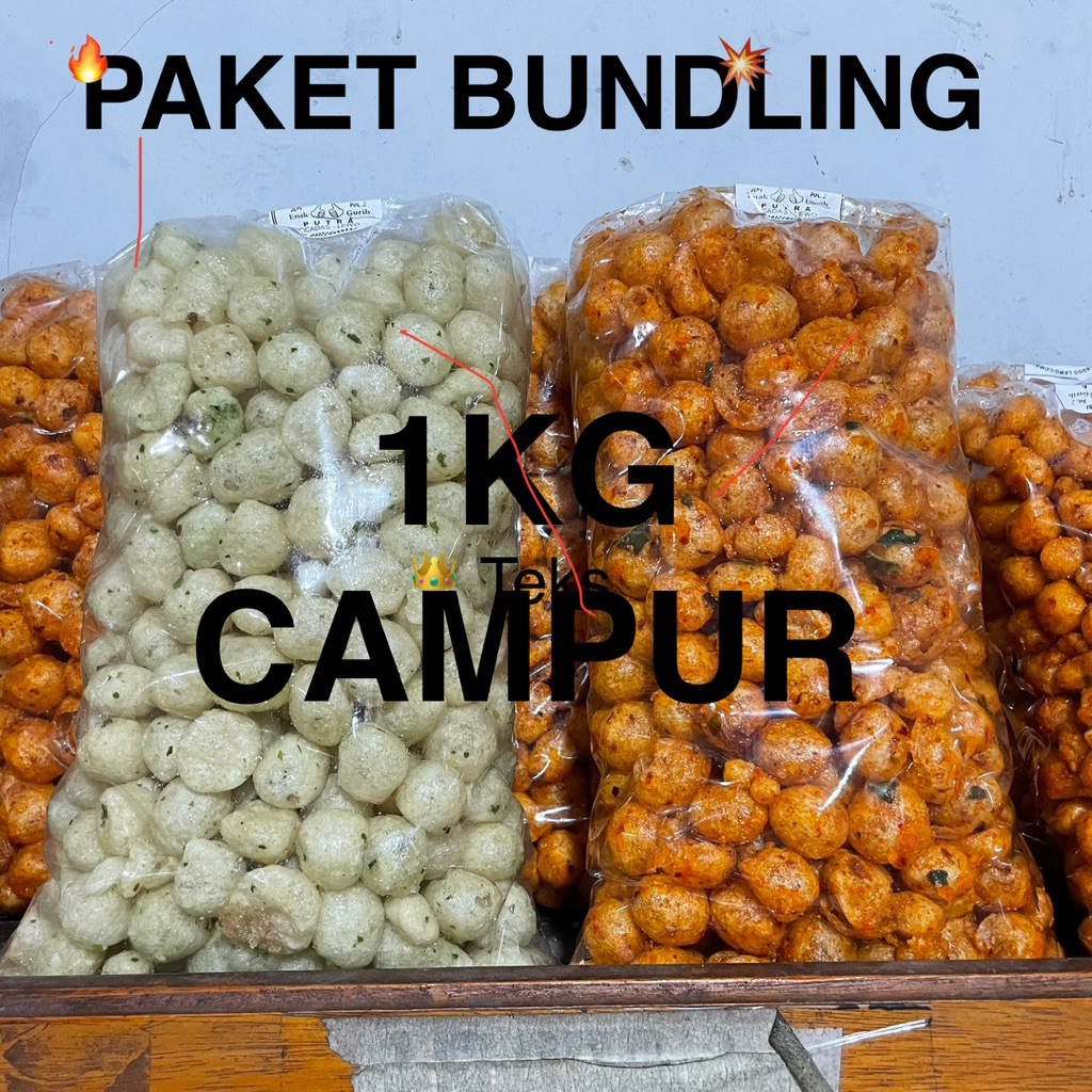

1KG Cimol kering endog lewo campur original 500gr + pedas 500gram
