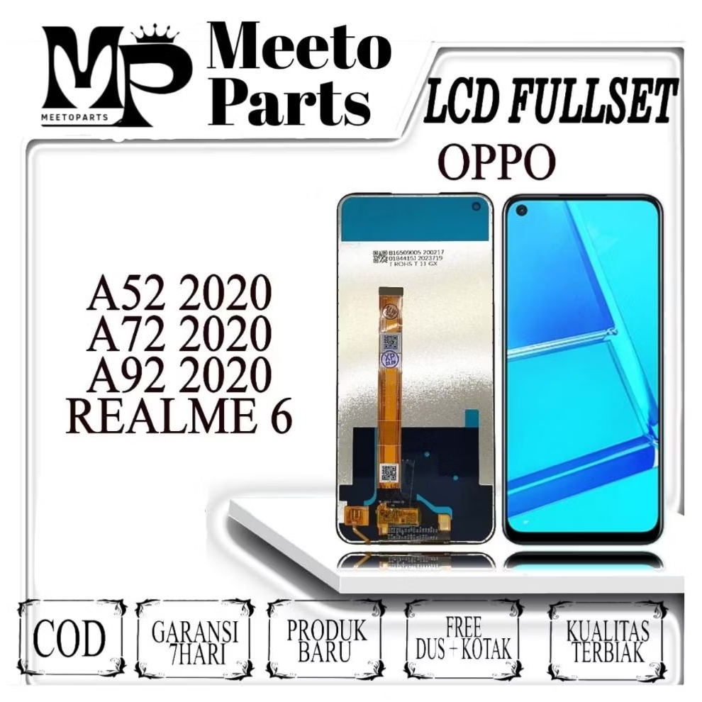 LCD TOUCHSCREEN OPPO A52 2020/A72 2020/A92 2020/REALME 6 ORIGINAL 100% Fullset  Layar HP + Bonus Bub