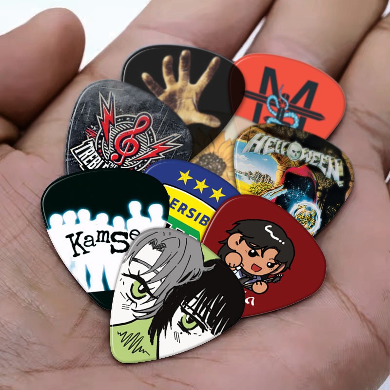 Pick Gitar Custom 0.5mm sampai 5mm Plectrum Gitar Bass Gambar Bebas PVC AKrilik Resin