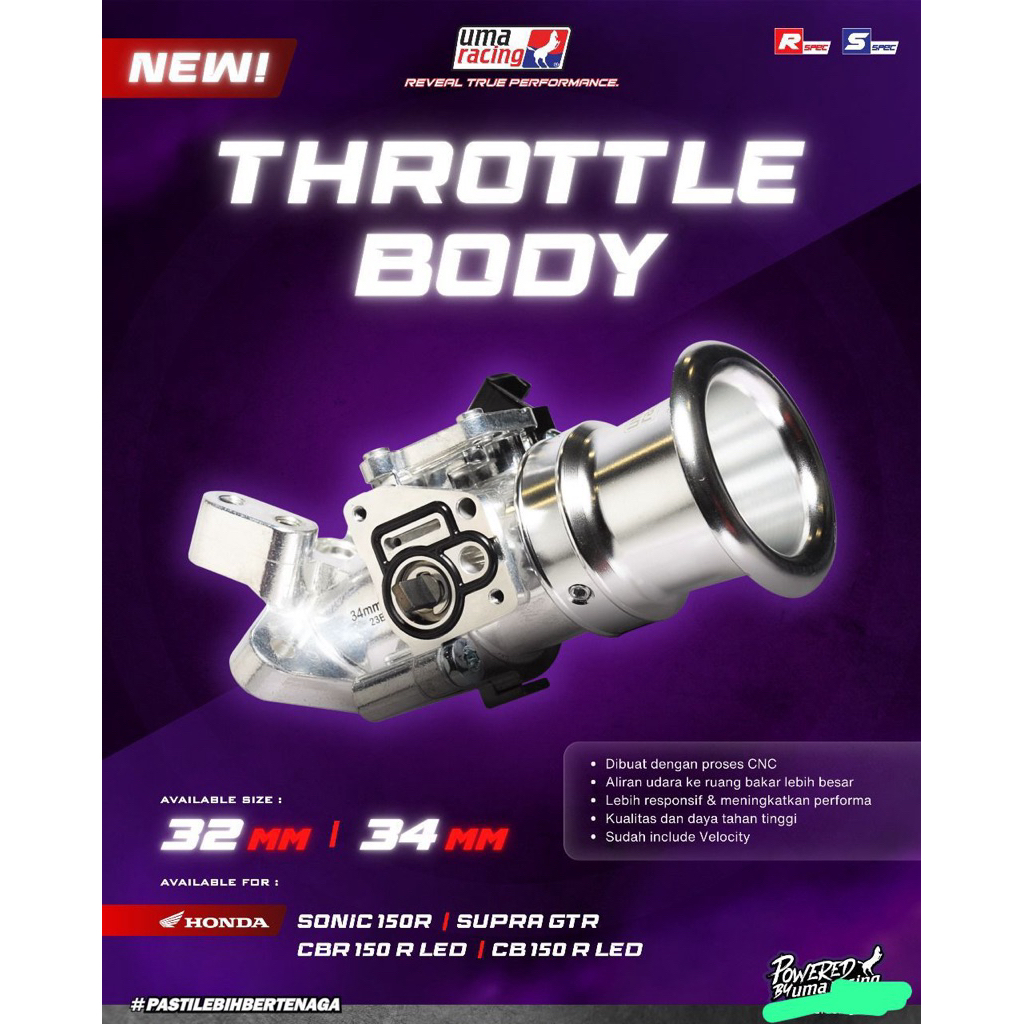 Tb uma sonic Throttle body honda sonic150 supragtr rs150 cbr150r led cb150r led 32mm 34mm original