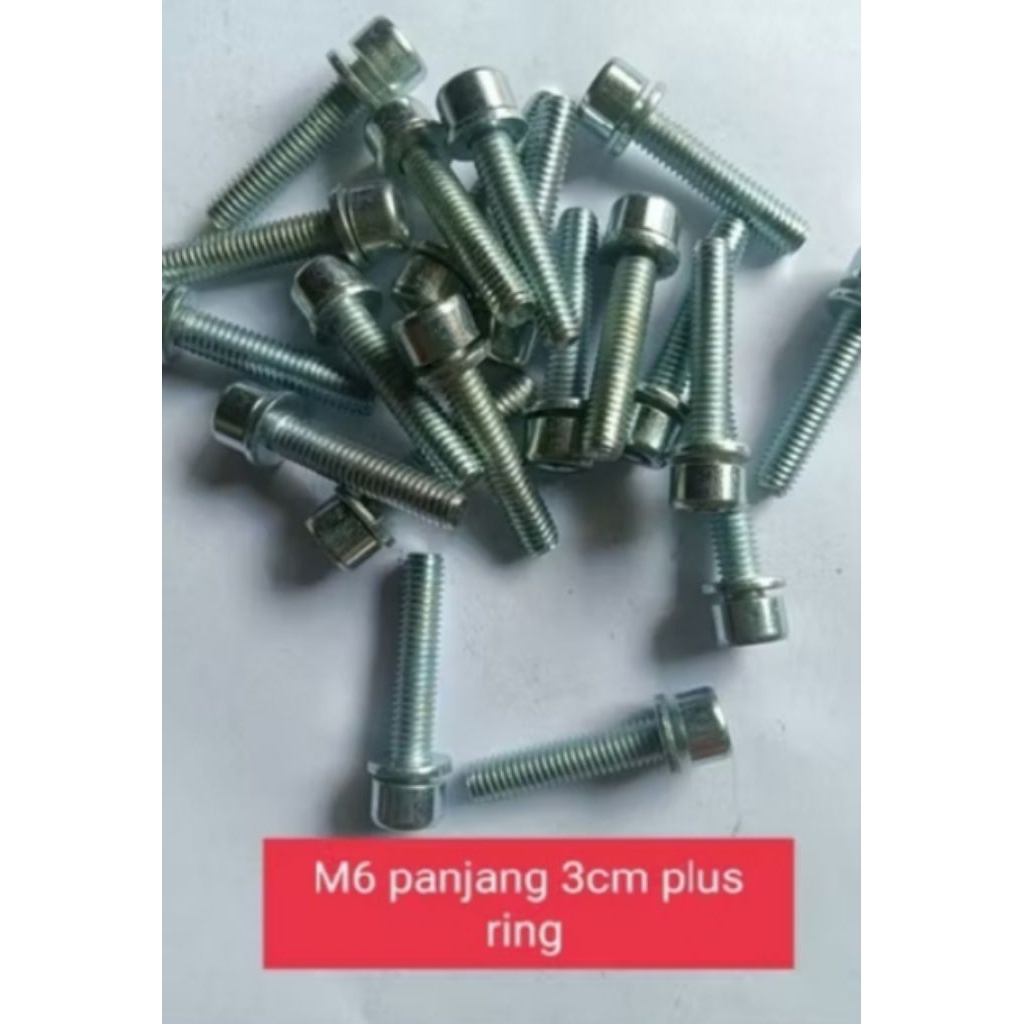 baut L m6 panjang 3cm plus ring