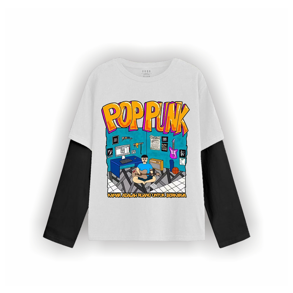 Arsic T-shirt Double layer Poppunk long sleeve  kaos pria wanita