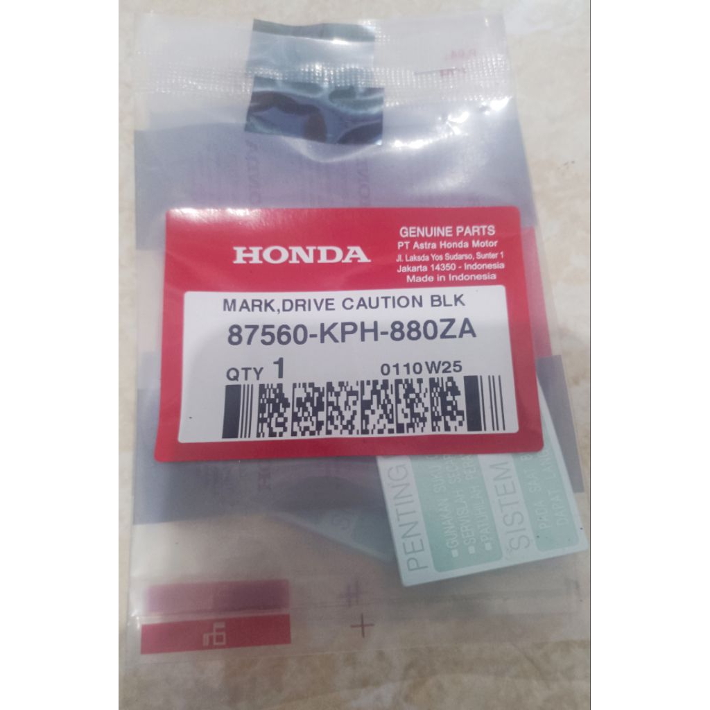 STIKER DETAIL BATOK SPIDO BELAKANG DRIVE CAUTION KIRANA KIRANA125 KARISMA SUPRA X125 ORI AHM ORIGINA