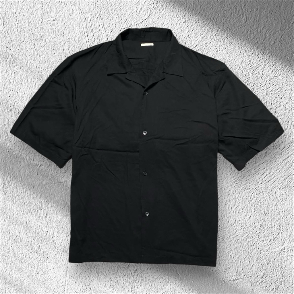 Uniqlo GU Kemeja Open Collar Black (XL)