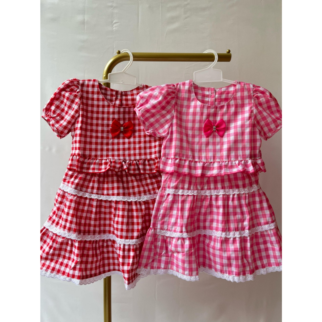 MAMPIR YUKK - Baju Setelan Anak Perempuan Usia 2 - 9 Tahun - Kotak-kotak