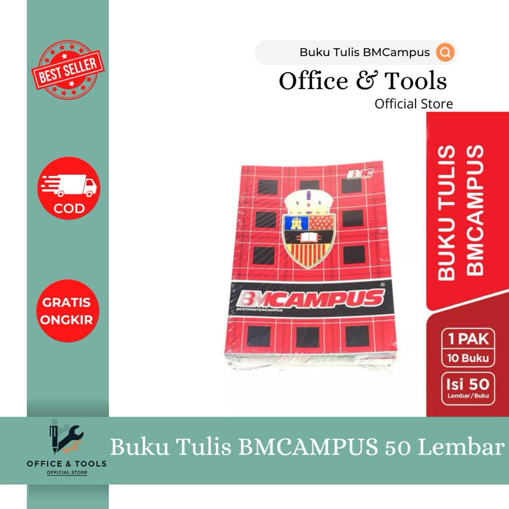 

[10 PCS] Buku Tulis BMCAMPUS 50 Lembar Buku Kertas Garis Motif Kotak-Kotak Office & Tools Deskripsi Produk: