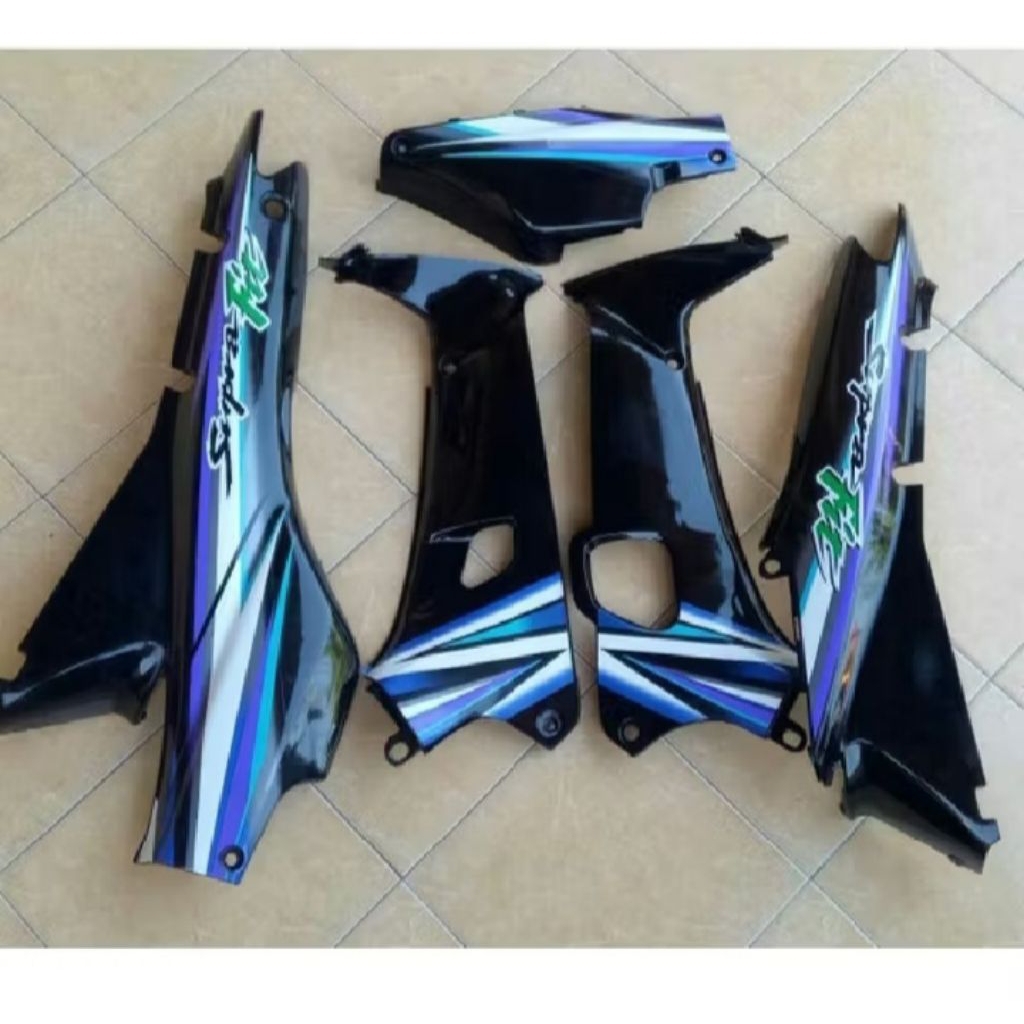 cover body set box aki + sayap dalam Supra fit lama set setriping biru list hijau ungu terlaris